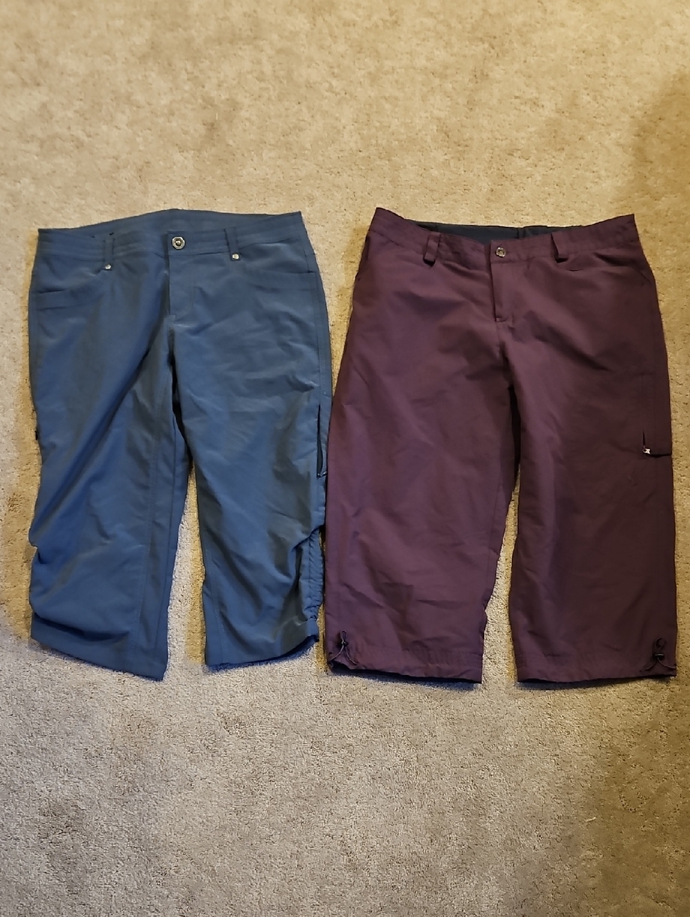 Kuhl and Isis Blue and Plum Capris